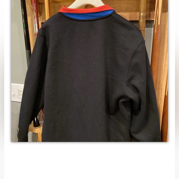 New K-Swiss Quarter Zip Fleece Pullover Men M Black Blue Red White SpellOut Logo - Picture 4 of 5